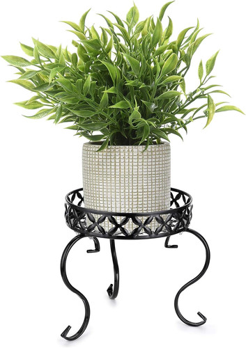 Black metal round plant stand - metal,